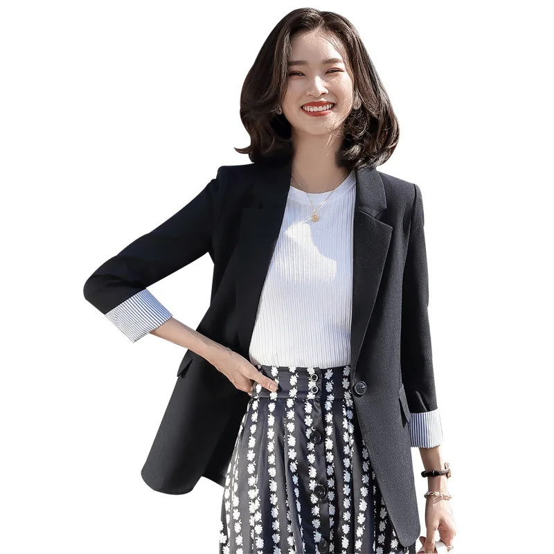 

Women Black Blazers 2020 Korean Fashion Office Ladies OL Style Striped Small Suit Women Casual Suit Jacket Coat Blazer Mujer