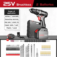 21v25v brushless electric drill cordless screwdriver li ion battery mini electric power with accessories hand drill power tools