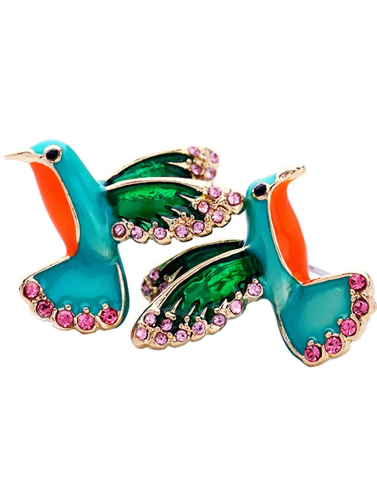 

Dripping Oil Stud Earrings Women European and American Personality Enamel Glaze Jewelry Wholesale Women's Colorful Bird Earrings