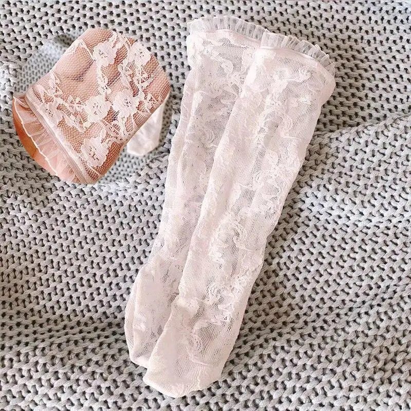 

Женские гольфы до колена, длинные гольфы для маленьких девочек, белые гольфы, милые кружевные носки принцессы, Детские сетчатые носки
