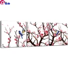 Алмазная живопись 5d Китайская традиционная птица, картина на персиковом дереве, цветущей персика, настенное искусство, сливовый цвет, колибри, Триптих