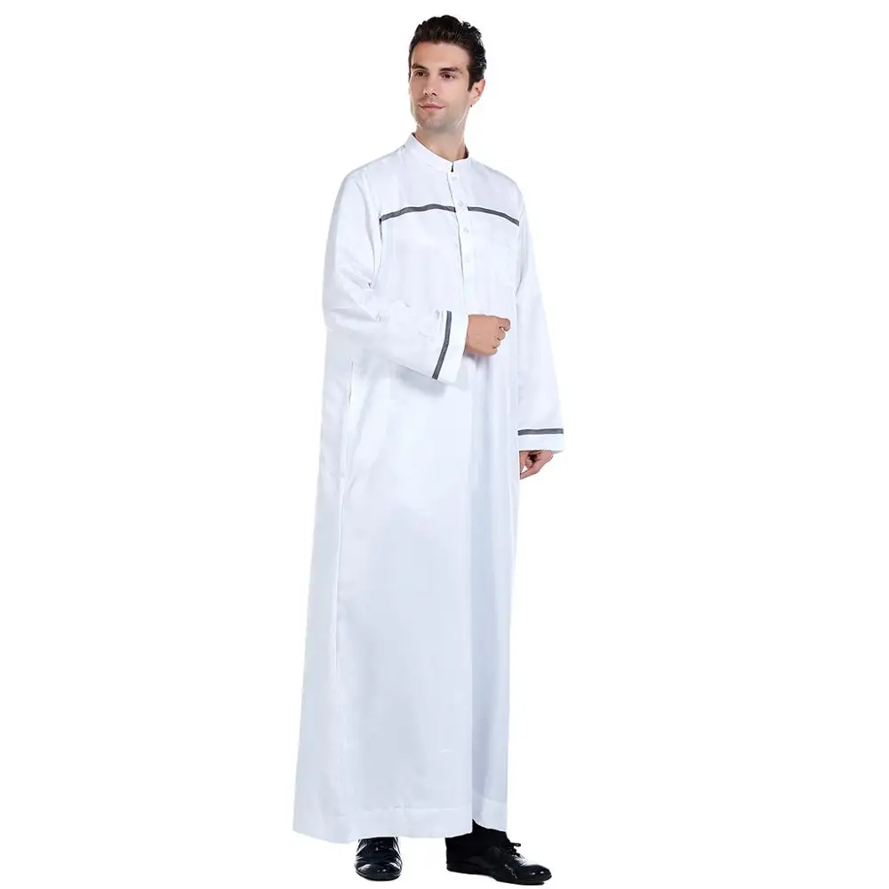 Hanyimidoo Muslim Abaya for Men Jubba Thobe Middle East Long Robes Kaftan Arab Dubai Adult Long sleeve Islamic Clothing