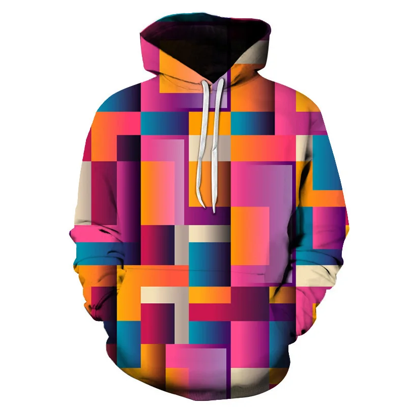 

2020 Unisex Men's 3d Printing Sweatshirt Hoodie Creative Checkered Casual Long Sleeve Mens Hoodies Sweatshirt Sudadera Hombre