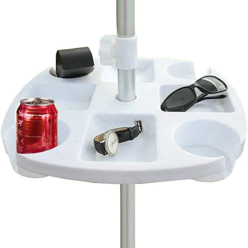 

Hot Sale Portable Beach Umbrella Table Tray with 4 Cup Holders, 4 Snack Compartments for Patio, Garden, Swimming Pool