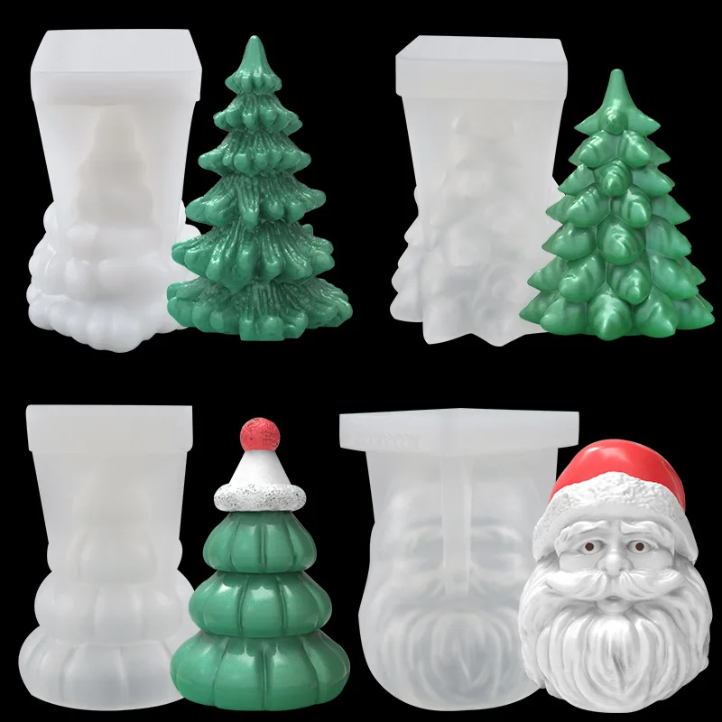 

New 3D Christmas Silicone Candle Mold DIY Handmade Candle Molds Santa Claus Tree Snowman Epoxy Plaster Soap Chocolate Mould