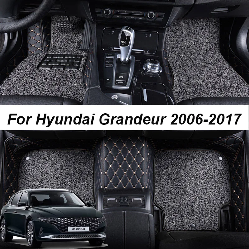 

Double layer Leather 3D interior Parts Customized Car Floor Mats For Hyundai Grandeur 2006 2015 Carpets Rugs Pads Accessories