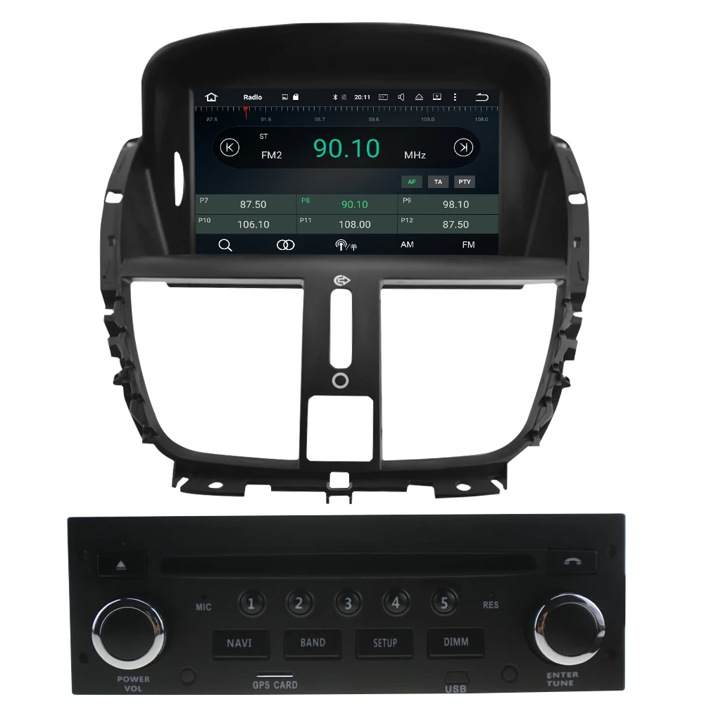 Автомобильный DVD плеер Octa Core 4G RAM Android 9 0 GPS навигация Мультимедиа Стерео для Peugeot 207