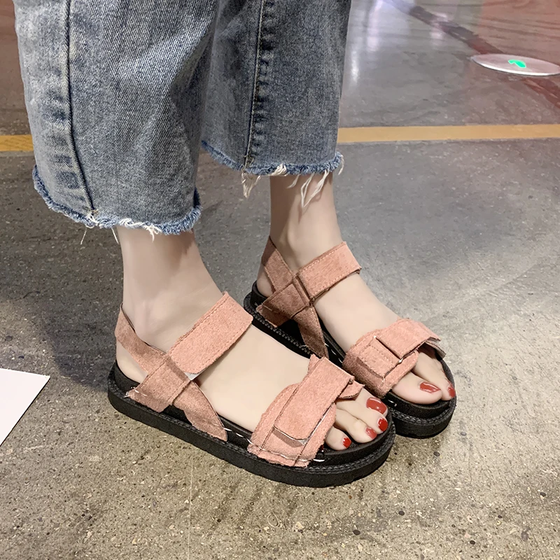2020 летние замшевые сандалии гладиаторы для женщин Сандалии на плоской подошве