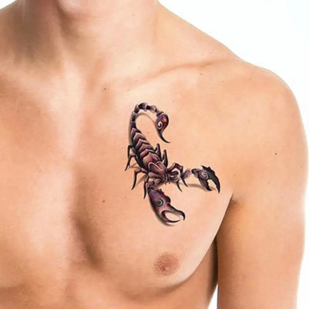 Фото Тату-Наклейка 3D Мужская модная крутая забавная наклейка Скорпион король |