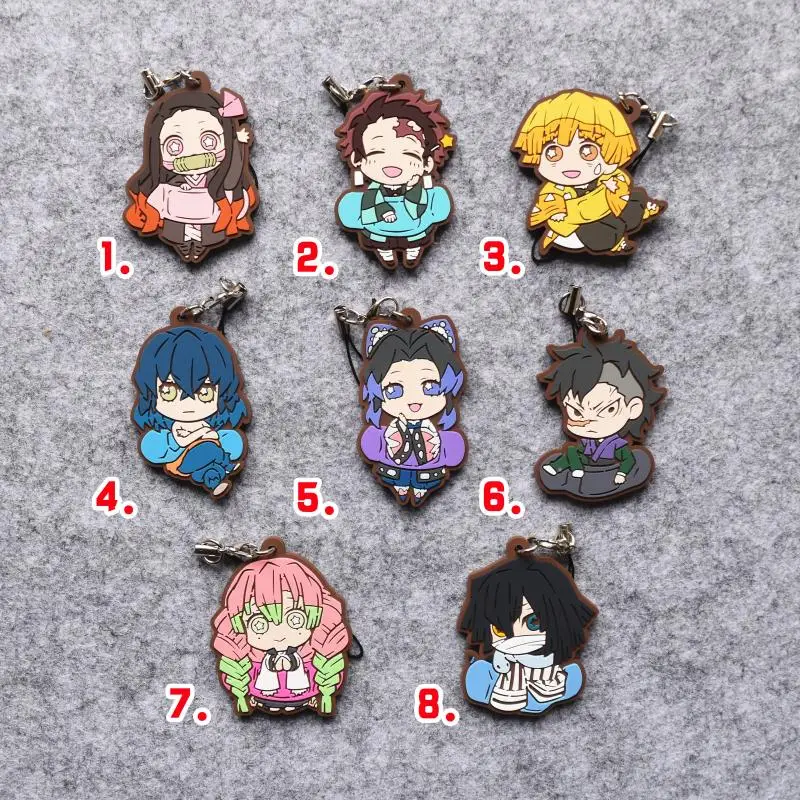 Резиновый брелок для ключей аниме Kamado Tanjirou Nezuko Agatsuma Zenitsu Kanroji Mitsuri Kochou Shinobu