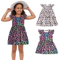 toddler kids baby girls leopard dresses sweet crew neck petal ruffle sleeve sundress casual clothes 12m 5y