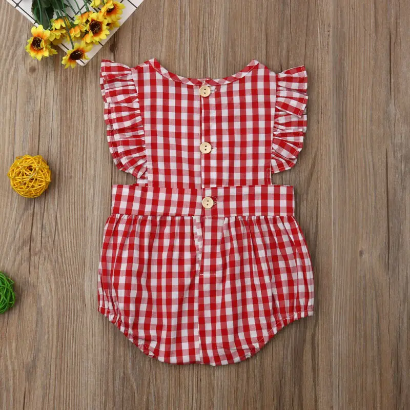 

UK Stock Sister Matching Kids Baby Girls Check Romper Bodysuit Dress Outfits Set