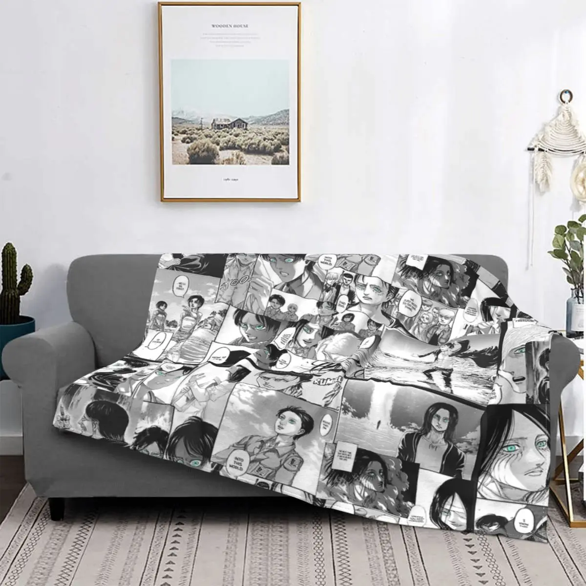

Attack On Titan Eren Yeager Blanket Bedspread Bed Plaid Rug Towel Blanket Fleece Blanket Children'S Blanket