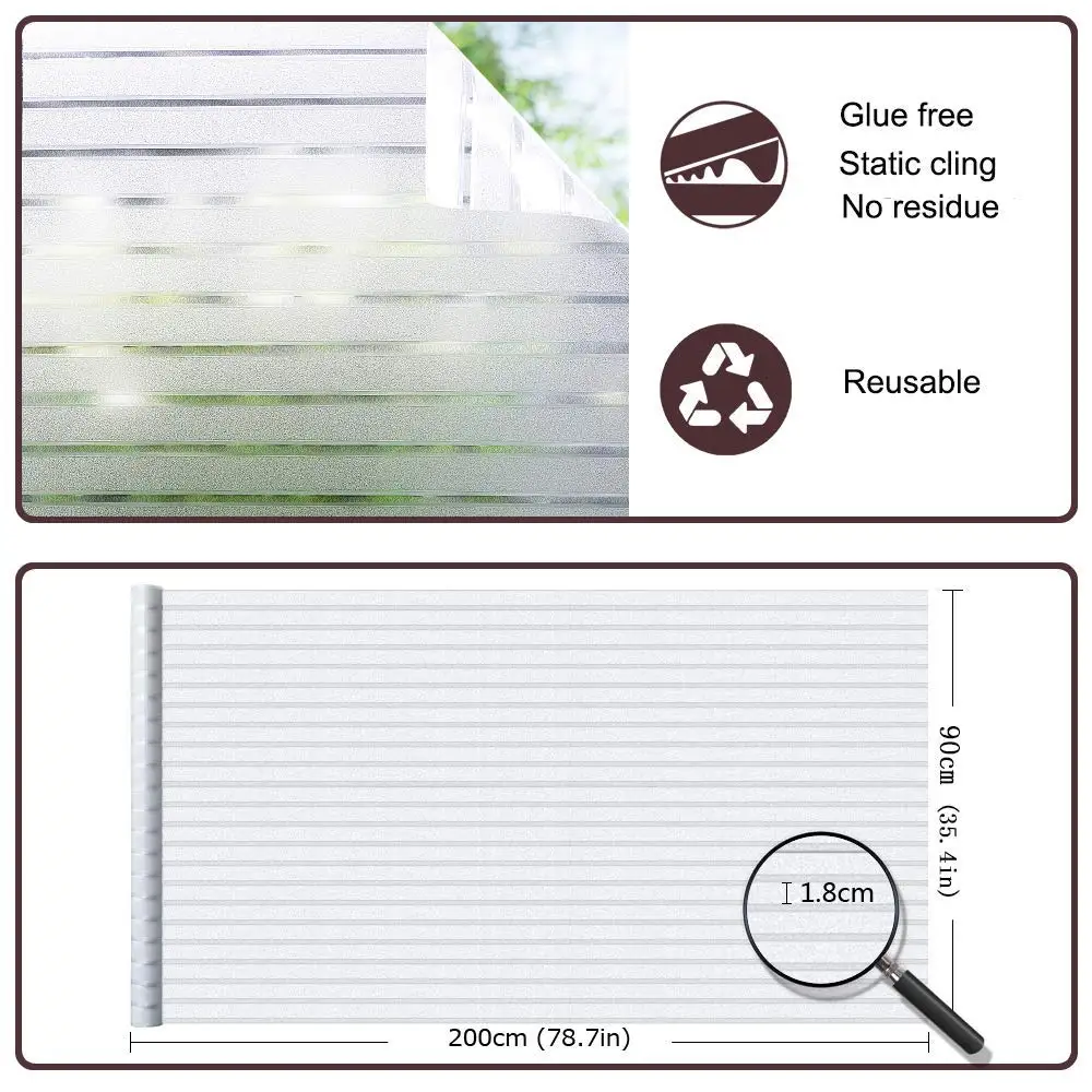Жалюзи На Окна 200 см белая полоса конфиденциальности Матовый оконная пленка
