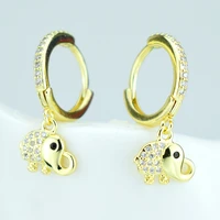 gold plated handmade jewelry fashion cute pendant micro inlaid zircon elephant animal earrings ladies party accessories