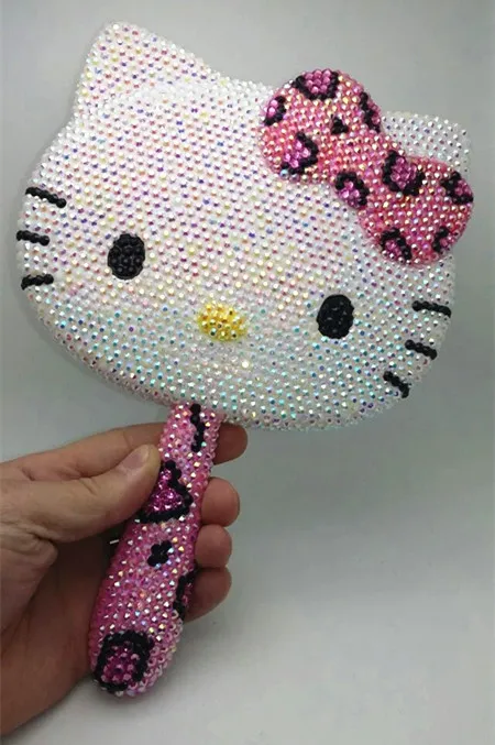 Розовое леопардовое зеркало ручной работы KT Стразы Helloo Kitty декоративные зеркала