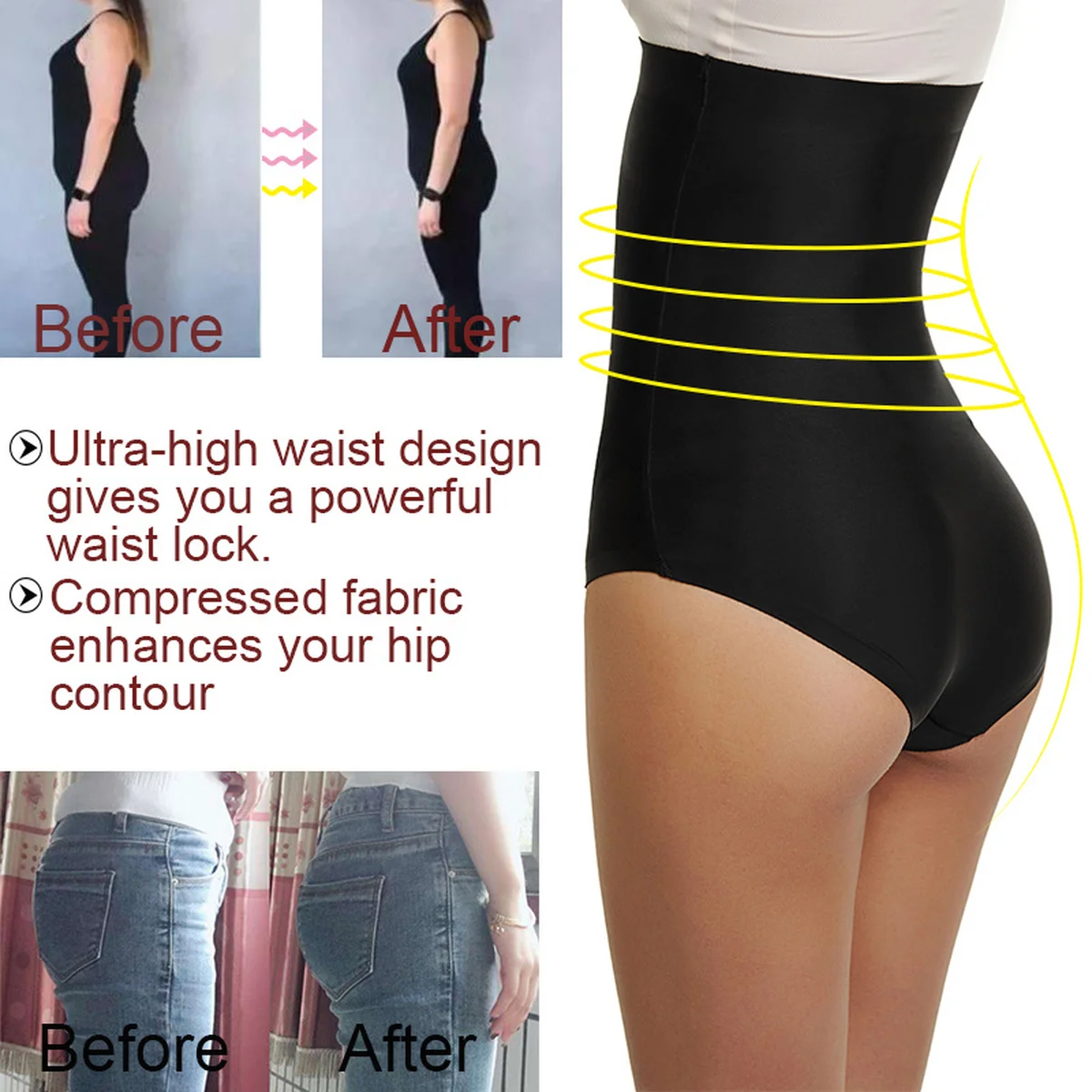 Высокая талия для женщин плотное Корректирующее белье похудения живота