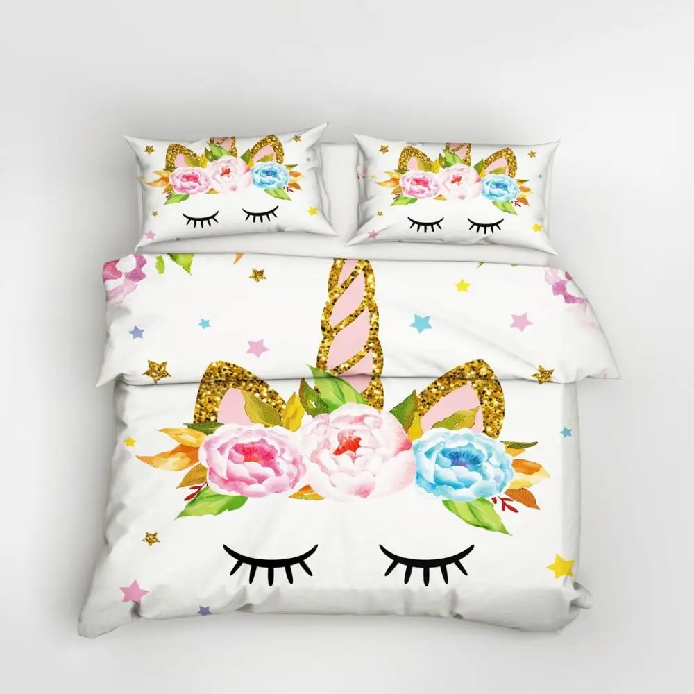 Комплект из пододеяльника и наволочки комплект 3 предметов с 3D рисунком | Дом сад