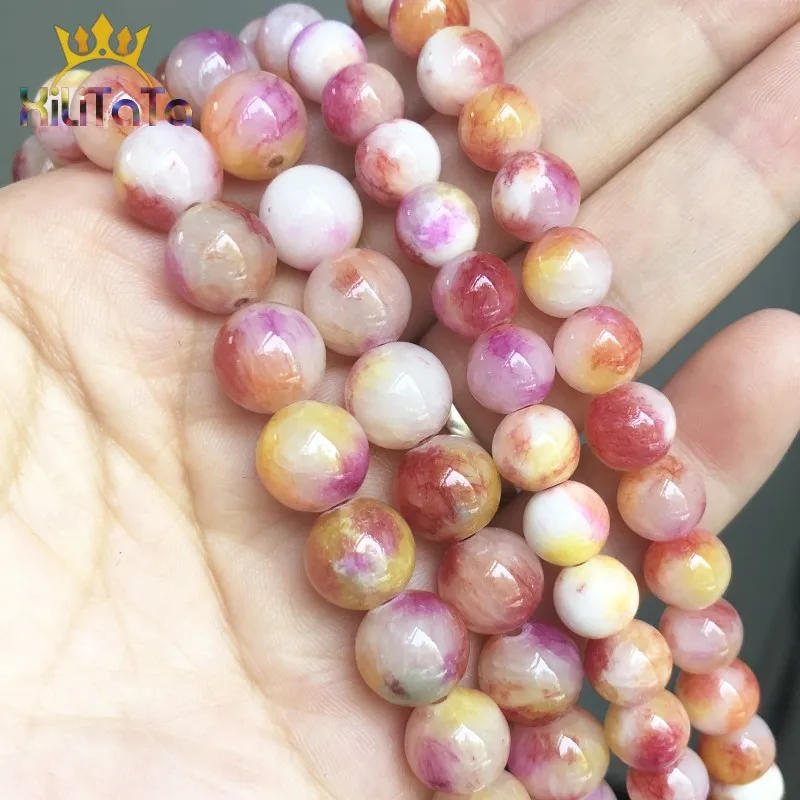 Натуральный камень бисер красный желтый персидский нефрит круглые бусины для