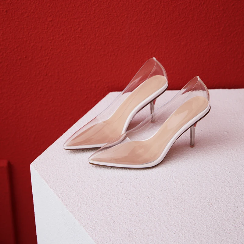 Оригинальные элегантные прозрачные стильные туфли лодочки Соблазнительные