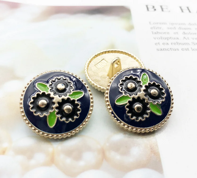 10 высококачественных металлических пуговиц с тремя цветами для мужчин и женщин, Круглый Золотой Топ с круглым свитером, костюм с пуговицами