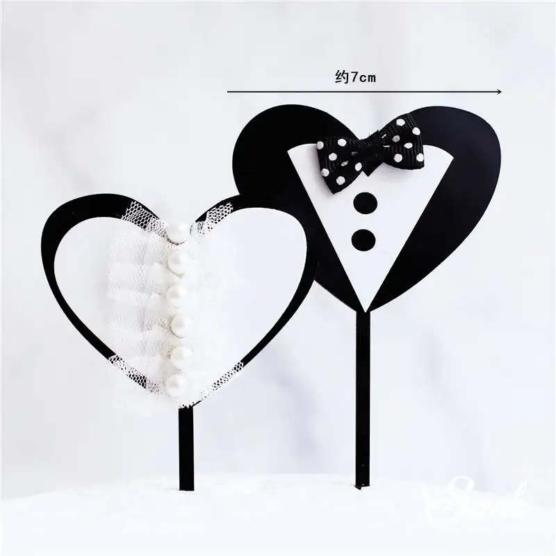 2pc heart tie set Коллекция панда качающаяся голова торт Топпер Hairball Звезда палатка с днем рождения украшение для свадьбы юбилей выпечка в подарок - Цвет: 2pc heart tie set