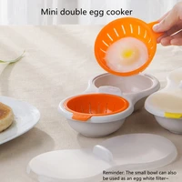 1pc egg steamer double layer mini food grade tableware microwave oven egg poachers bowl with lid kitchen gadgets cooking tools