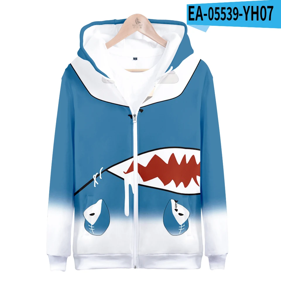 

Harajuku Anime Gawr Gura 3D Zipper Hoodies Autumn And Winter Holiday Streetwear Tops Boys/girls Clothes Casual Kid Zip Hooded