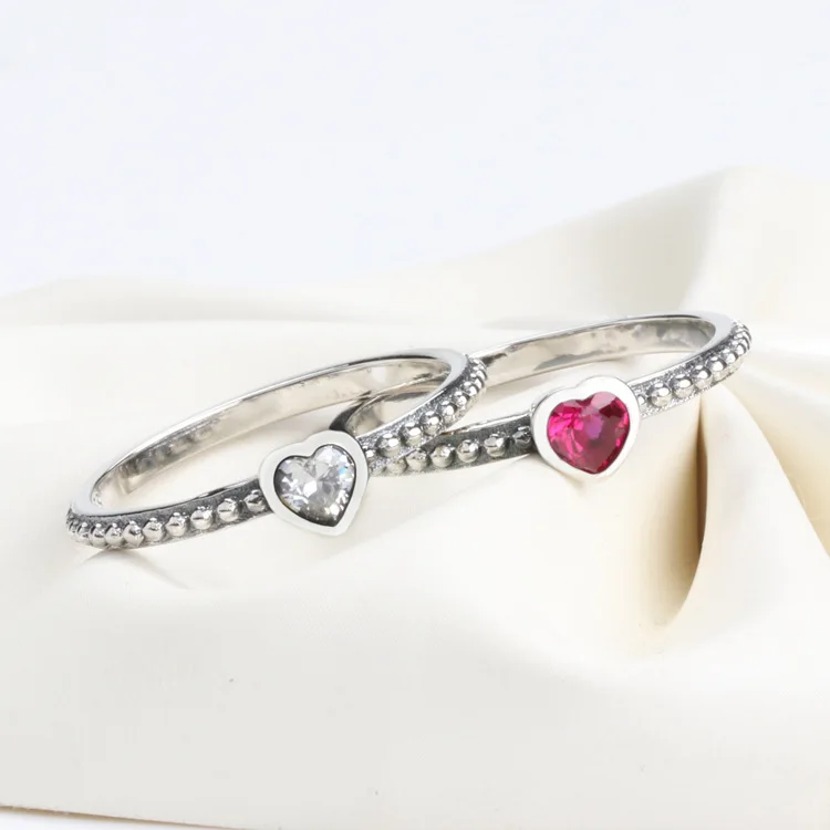 

Hot S925 Sterling Silver Classic Love Wedding Ring With Crystal Original Jewelry