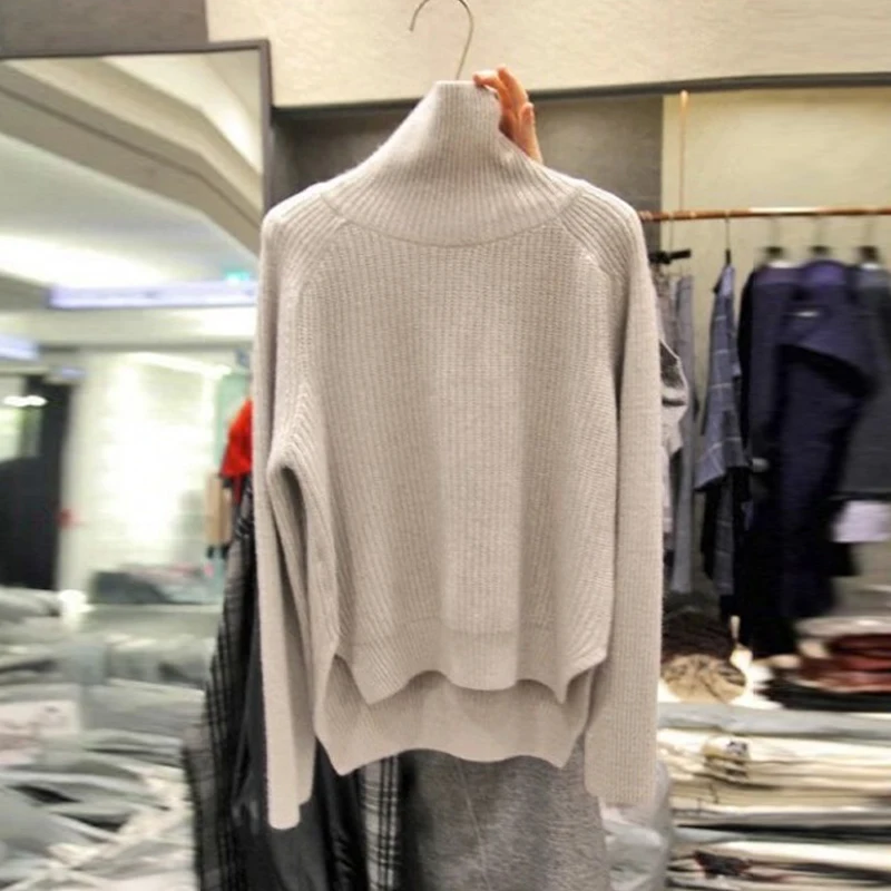 Женский свитер с длинным ворсом Мягкий трикотажный разрезом зеленый норковый