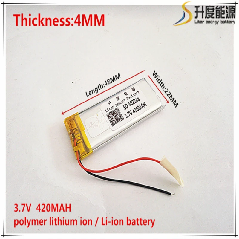 

Tablet PC battery capacity 402248 3.7V 420MAH Universal Li-ion for tablet pc Mp3 MP4 MP5 GPS mobile bluetooth