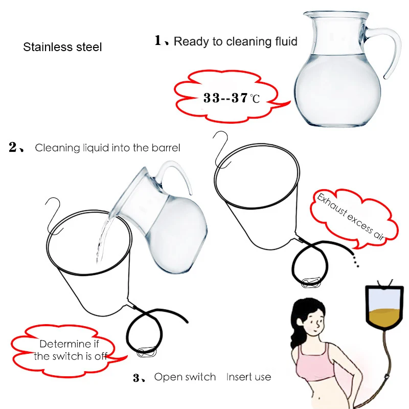 Набор стальных клизмов Wetips 2000 мл набор для анального душа клизма промывка ануса