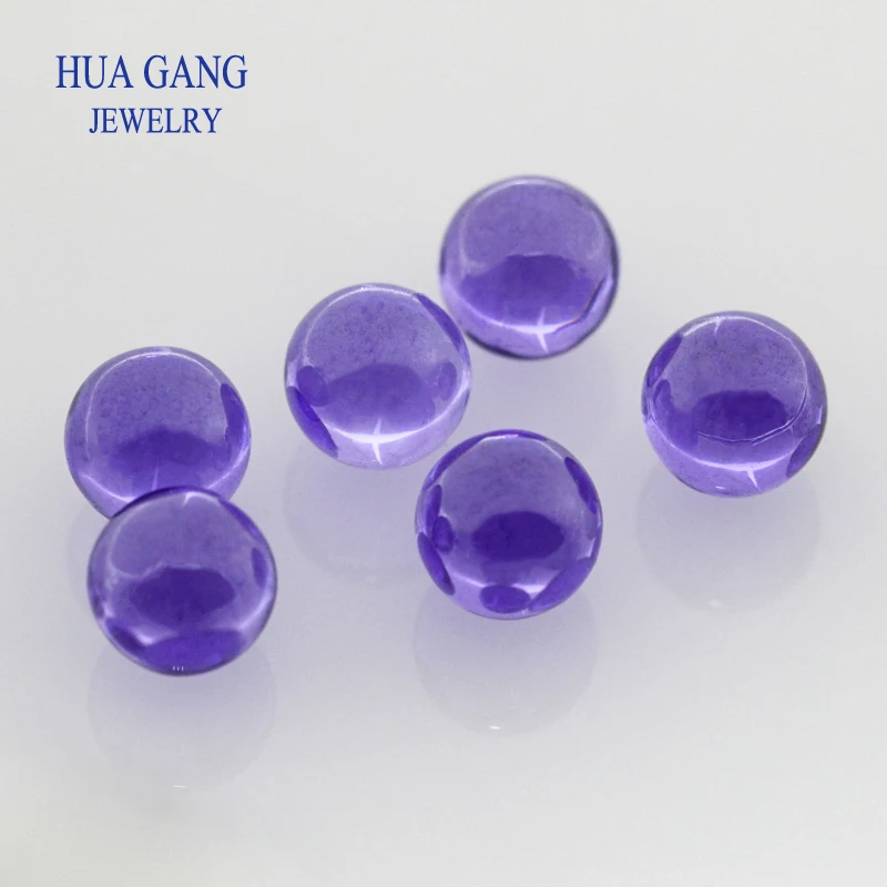 

Violet Stone Round Loose CZ Beads Cabochon Cut Synthetic Gems Cubic Zirconia Bead For Jewelry Making Size 6mm~12mm Wholesale