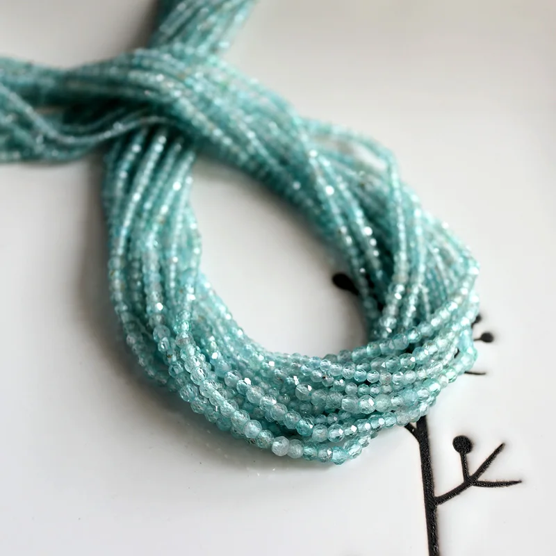 

Оптовая продажа, граненый Апатит светло-голубого цвета, 2 мм, 3 мм, 15 дюймов/38 см, крошечные бусины, изготовление ювелирных изделий «сделай сам...