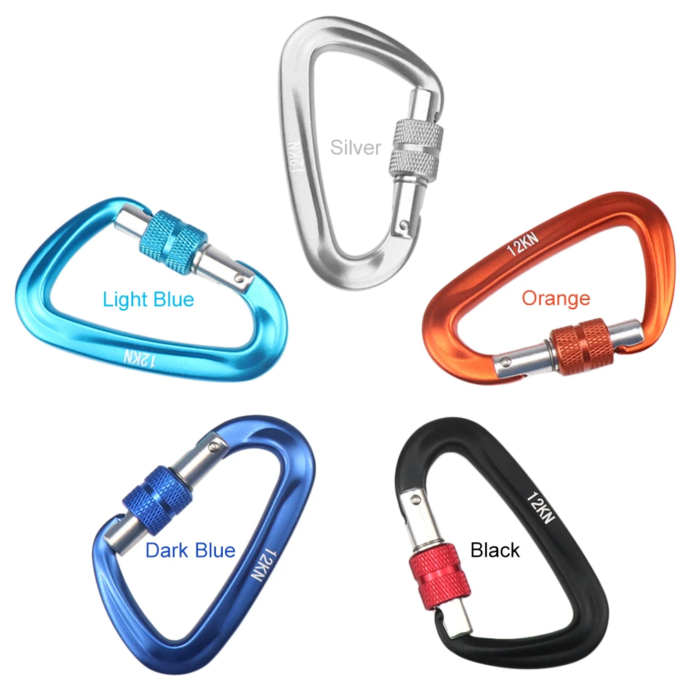 

5 PCS Carabiner with Screw Lock Gate 12KN Heavy Duty Carabiner Clips for Hammocks Camping Hiking Backpacking