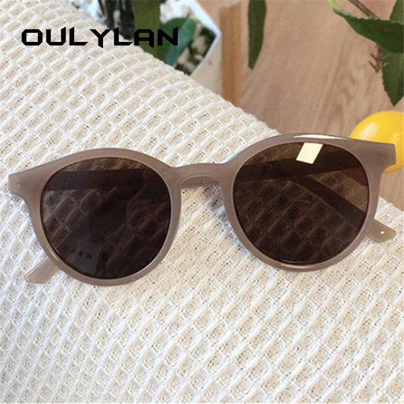 Oulylan Классические Круглые Солнцезащитные очки женские ретро белые бежевые