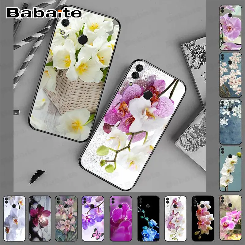 Чехол для honor 8x чехол с изображением орхидеи и цветов черный мягкий телефона huawei Y6