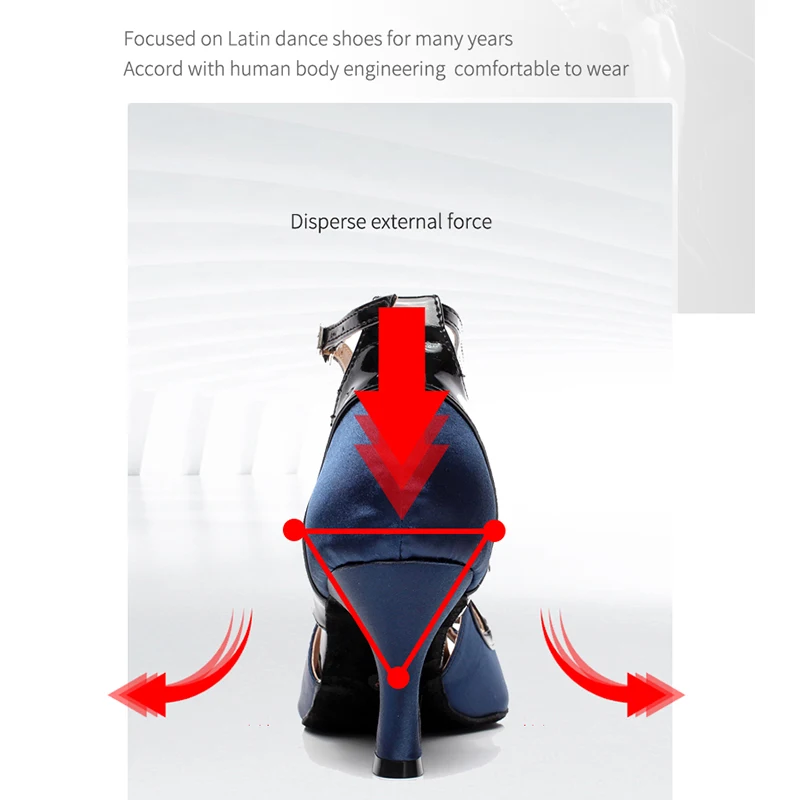 Женские туфли для латиноамериканских танцев на низком каблуке с резиновой