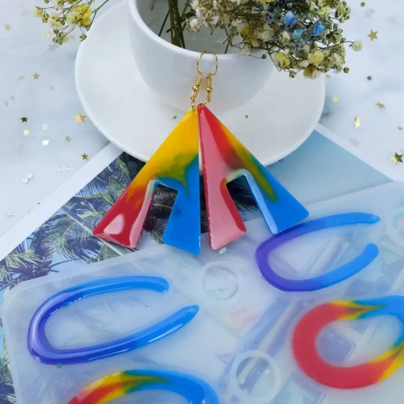 

1Set Crystal Epoxy Resin Mold Earring Drop Dangle Pendant Casting Silicone Mould Dried Flower Resin Decorative DIY Hand Crafts