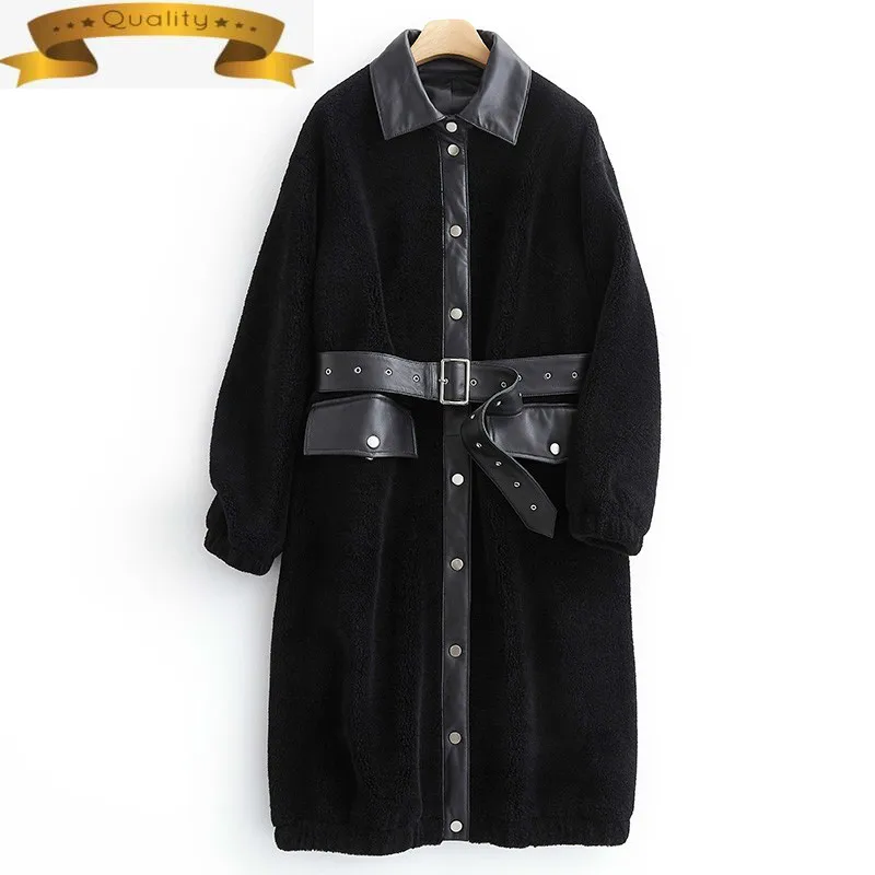 

Женское пальто из натурального меха, 100% шерсть, кожаная куртка, длинные зимние пальто из овчины 2021 Mujer Chaqueta B11F33173-C Pph1428