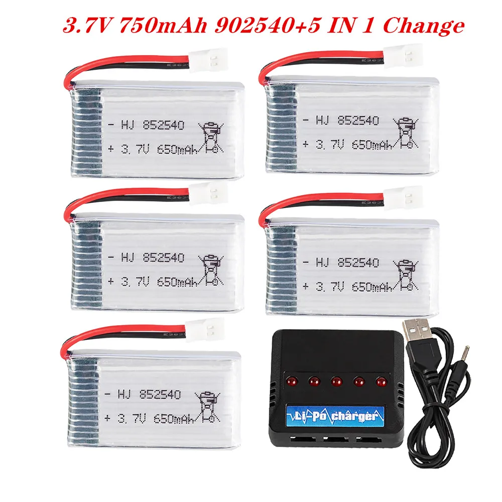Аккумулятор Lipo 3,7 в 650 мАч 852540 и зарядное устройство 5 в 2 Usb для SYMA X5C X5C-1 X5 H5C X5SW X6SW H9D H5C, комплекты запчастей для радиоуправляемых дронов