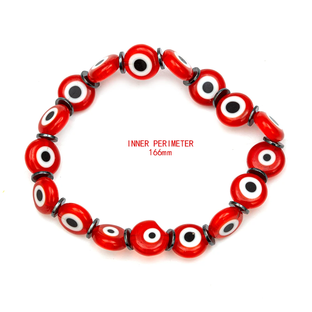 Женский браслет со стеклянными бусинами Lucky Eye зеленый черный синий красный
