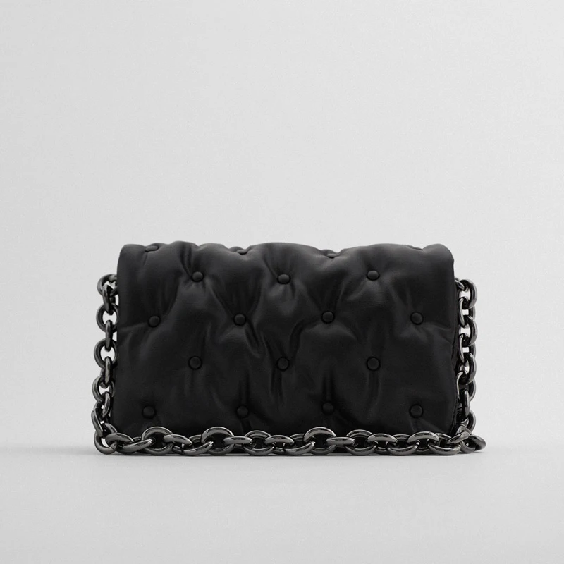 

Luxury Designer Women Soft Handbags Winter New Rivet Flap Purse For Female