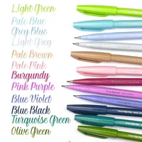 12 colors pentel touch pastel brush pen set flexible tip calligraphy plumones punta pincel drawing markers painting supplies