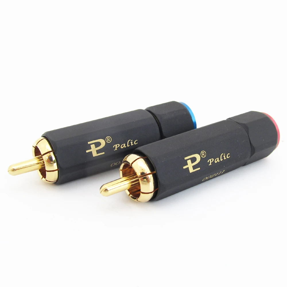 1 Pair Palic High Quality Gold Plated RCA Plug Lock Collect Solder A/V Connector