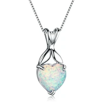 cute heart shape necklace charm white imitation opal pendant necklace for women accessories statement wedding jewelry girl gifts
