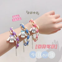 sanrio anime my melody girl kawaii bracelet anime peripheral hairpin rubber band gift for girl cute plush hair tie hello kitty