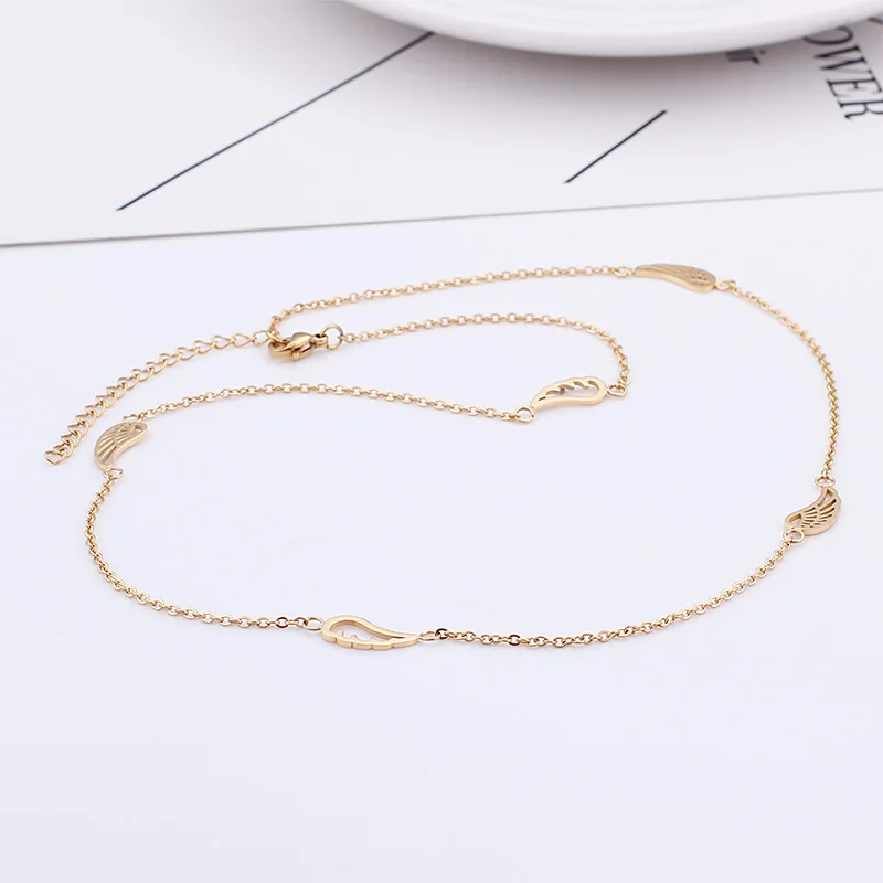 Ожерелье женское из нержавеющей стали с золотыми крыльями | Украшения и