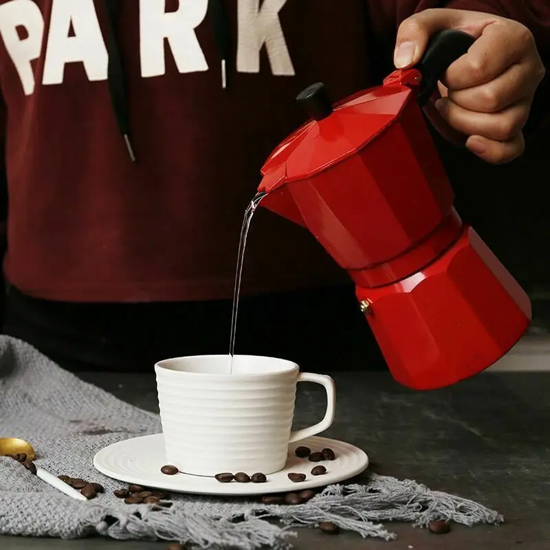 Алюминий Moka чайник матовый текстурированный кофе Heatable Итальянский Эспрессо