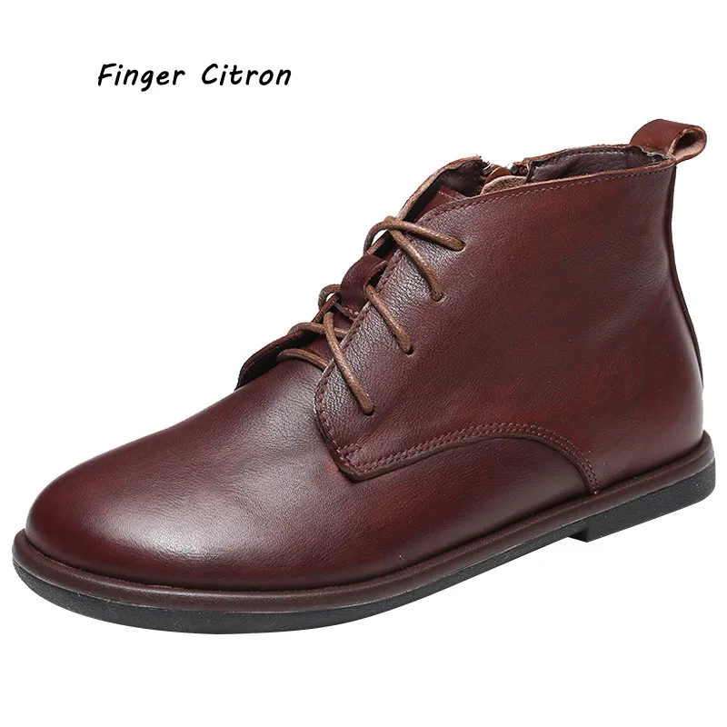 Женские ботинки из натуральной коровьей кожи на нескользящей подошве Размеры 35